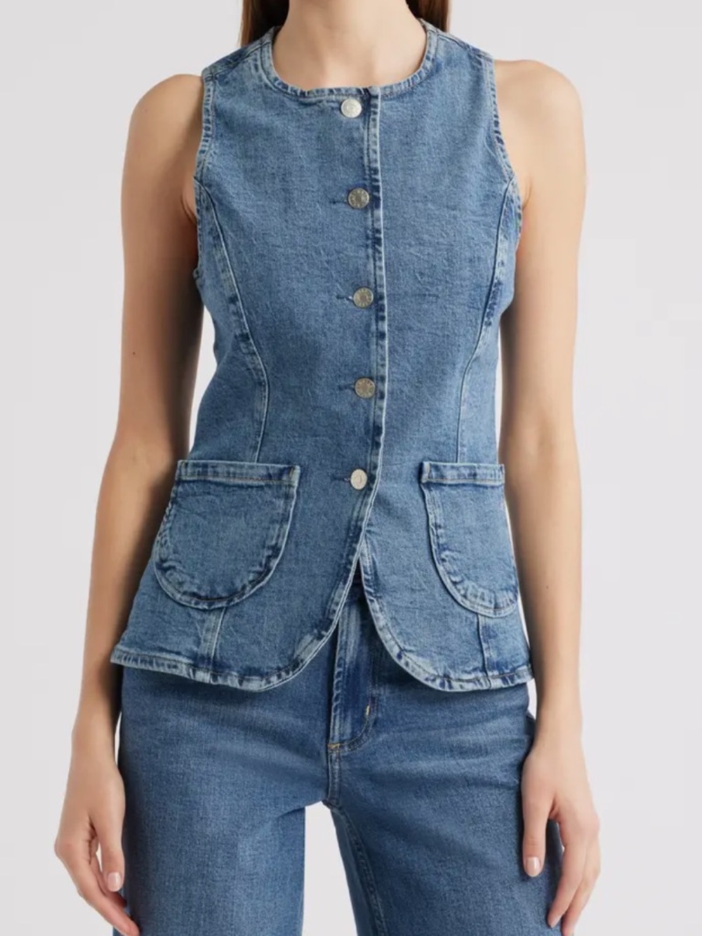 NWT Rails Portola Denim Vest in Rich Indigo button front pockets size XL